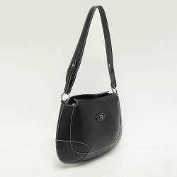Pre Owned Aigner Black Leather Shoulder Bag