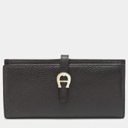 Aigner Black Leather Cybill Banknote Continental Wallet