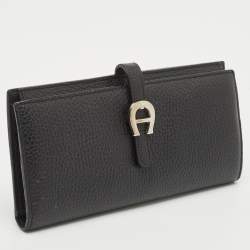 Aigner Black Leather Cybill Banknote Continental Wallet