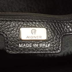 Aigner Black Leather Cybill Tote