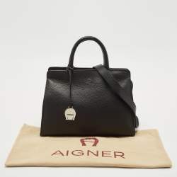 Aigner Black Leather Cybill Tote