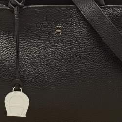 Aigner Black Leather Cybill Tote