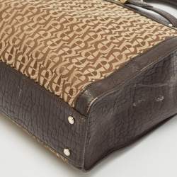 Aigner Brown/Beige Signature Canvas and Leather Cavallina Tote