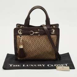 Aigner Brown/Beige Signature Canvas and Leather Cavallina Tote
