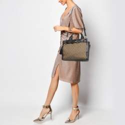 Aigner Brown/Beige Signature Canvas and Leather Cavallina Tote