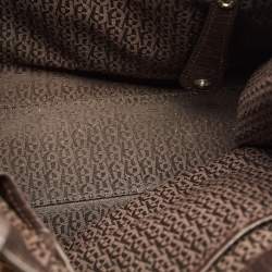 Aigner Brown/Beige Signature Canvas and Leather Cavallina Tote