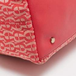 Aigner Rose Red Signature Canvas and Leather Bow Tote