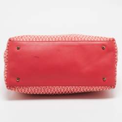 Aigner Rose Red Signature Canvas and Leather Bow Tote