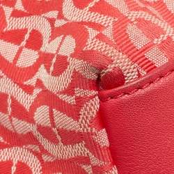 Aigner Rose Red Signature Canvas and Leather Bow Tote