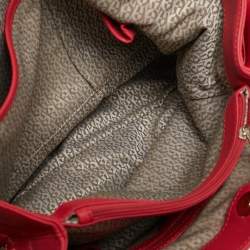 Aigner Rose Red Signature Canvas and Leather Bow Tote