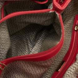 Aigner Rose Red Signature Canvas and Leather Bow Tote
