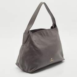 Aigner Grey Leather Zip Hobo