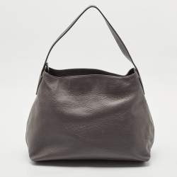 Aigner Grey Leather Zip Hobo