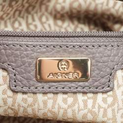 Aigner Grey Leather Zip Hobo