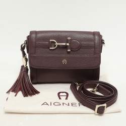 Aigner Burgundy Leather Cavallina Crossbody Bag
