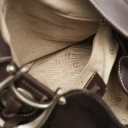 Aigner Dark Brown Leather Fringe Hobo