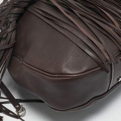 Aigner Dark Brown Leather Fringe Hobo