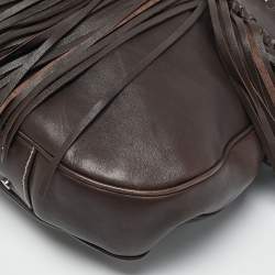 Aigner Dark Brown Leather Fringe Hobo