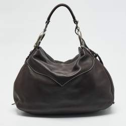 Aigner Dark Brown Leather Fringe Hobo