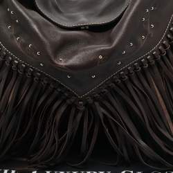 Aigner Dark Brown Leather Fringe Hobo