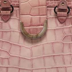 Aigner Pink Croc Embossed Leather Frame Flap Satchel