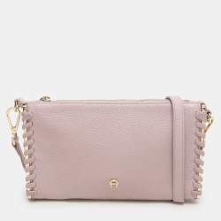 Aigner Lilac Leather Top Zip Shoulder Bag