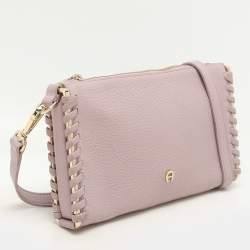 Aigner Lilac Leather Top Zip Shoulder Bag