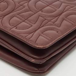 Aigner Burgundy Logo Embossed Leather Flap Crossbody Bag