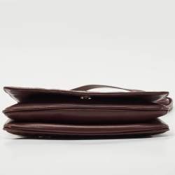 Aigner Burgundy Logo Embossed Leather Flap Crossbody Bag