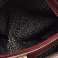 Aigner Burgundy Logo Embossed Leather Flap Crossbody Bag