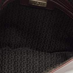 Aigner Burgundy Logo Embossed Leather Flap Crossbody Bag