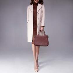 Pre Owned Aigner Burgundy Quilted Embossed Leather Top Handle Bag