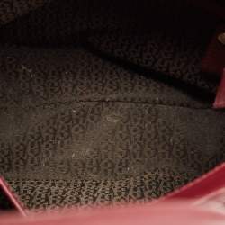 Pre Owned Aigner Burgundy Quilted Embossed Leather Top Handle Bag