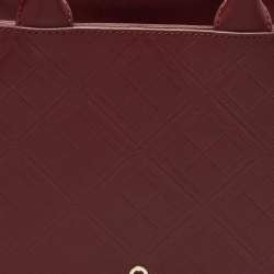 Pre Owned Aigner Burgundy Quilted Embossed Leather Top Handle Bag