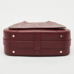 Pre Owned Aigner Burgundy Quilted Embossed Leather Top Handle Bag