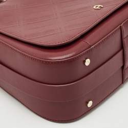 Pre Owned Aigner Burgundy Quilted Embossed Leather Top Handle Bag