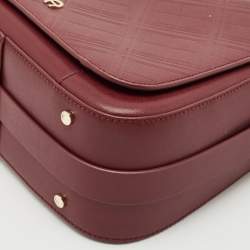 Pre Owned Aigner Burgundy Quilted Embossed Leather Top Handle Bag