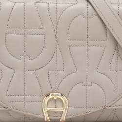 Aigner Taupe Signature Leather Mini Diadora Crossbody Bag