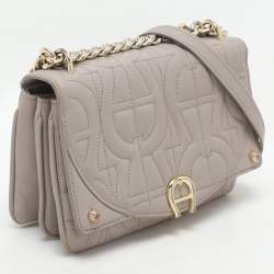 Aigner Taupe Signature Leather Mini Diadora Crossbody Bag