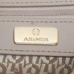 Aigner Taupe Signature Leather Mini Diadora Crossbody Bag
