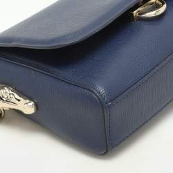 Aigner Navy Blue Leather Grazia Crossbody Bag