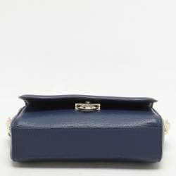 Aigner Navy Blue Leather Grazia Crossbody Bag