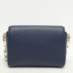 Aigner Navy Blue Leather Grazia Crossbody Bag