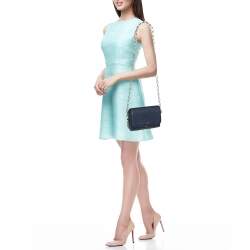 Aigner Navy Blue Leather Grazia Crossbody Bag