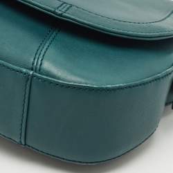 Aigner Green Leather Logo Flap Crossbody Bag