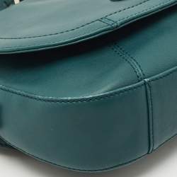 Aigner Green Leather Logo Flap Crossbody Bag