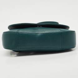 Aigner Green Leather Logo Flap Crossbody Bag