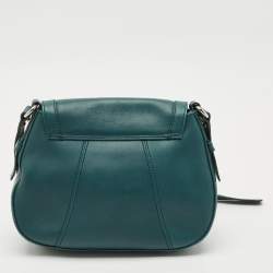 Aigner Green Leather Logo Flap Crossbody Bag
