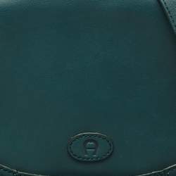 Aigner Green Leather Logo Flap Crossbody Bag