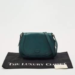 Aigner Green Leather Logo Flap Crossbody Bag